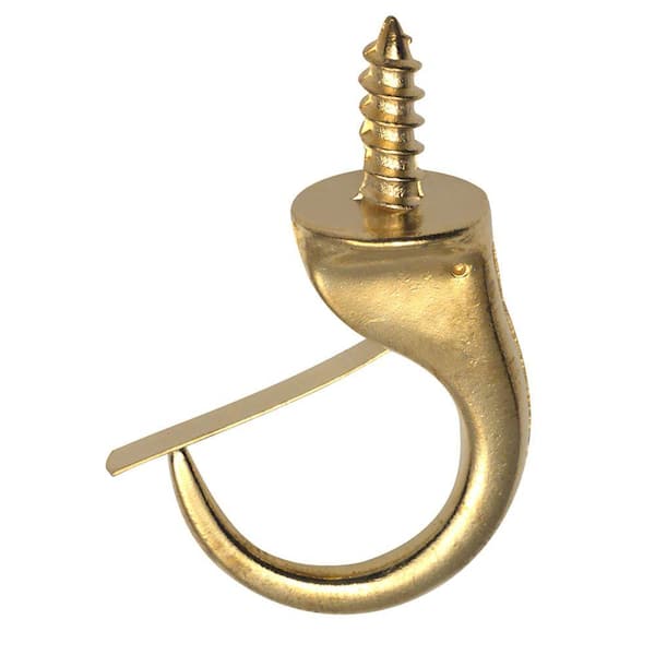 OOK 1-1/4 in. 20 lb. Brass-Plated Steel Safety Mug Hooks (2-Pack) 50361 -  The Home Depot