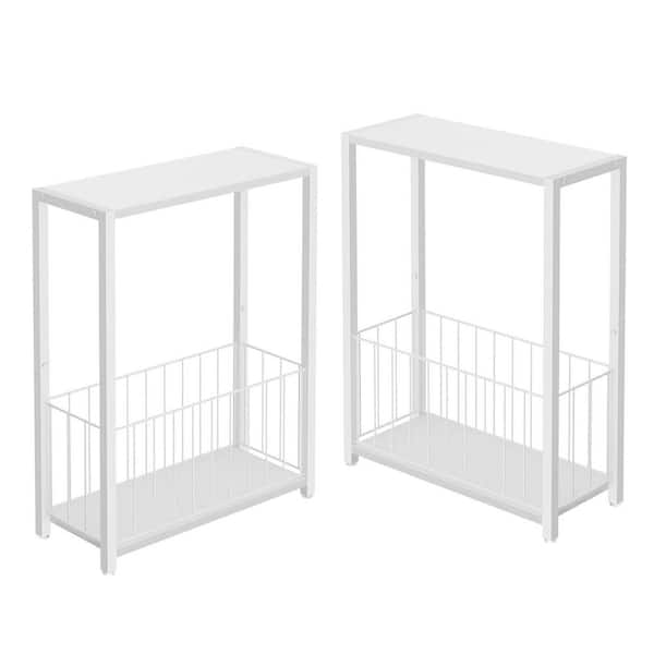 White 17 in. x 23.5 in. Metal Freestanding Magazine Rack Set of 2