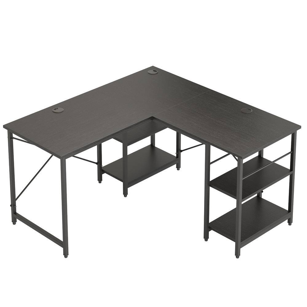 Bestier 55.1 In. Black L-Shaped Computer Desk D464Y-BLKG - The Home Depot