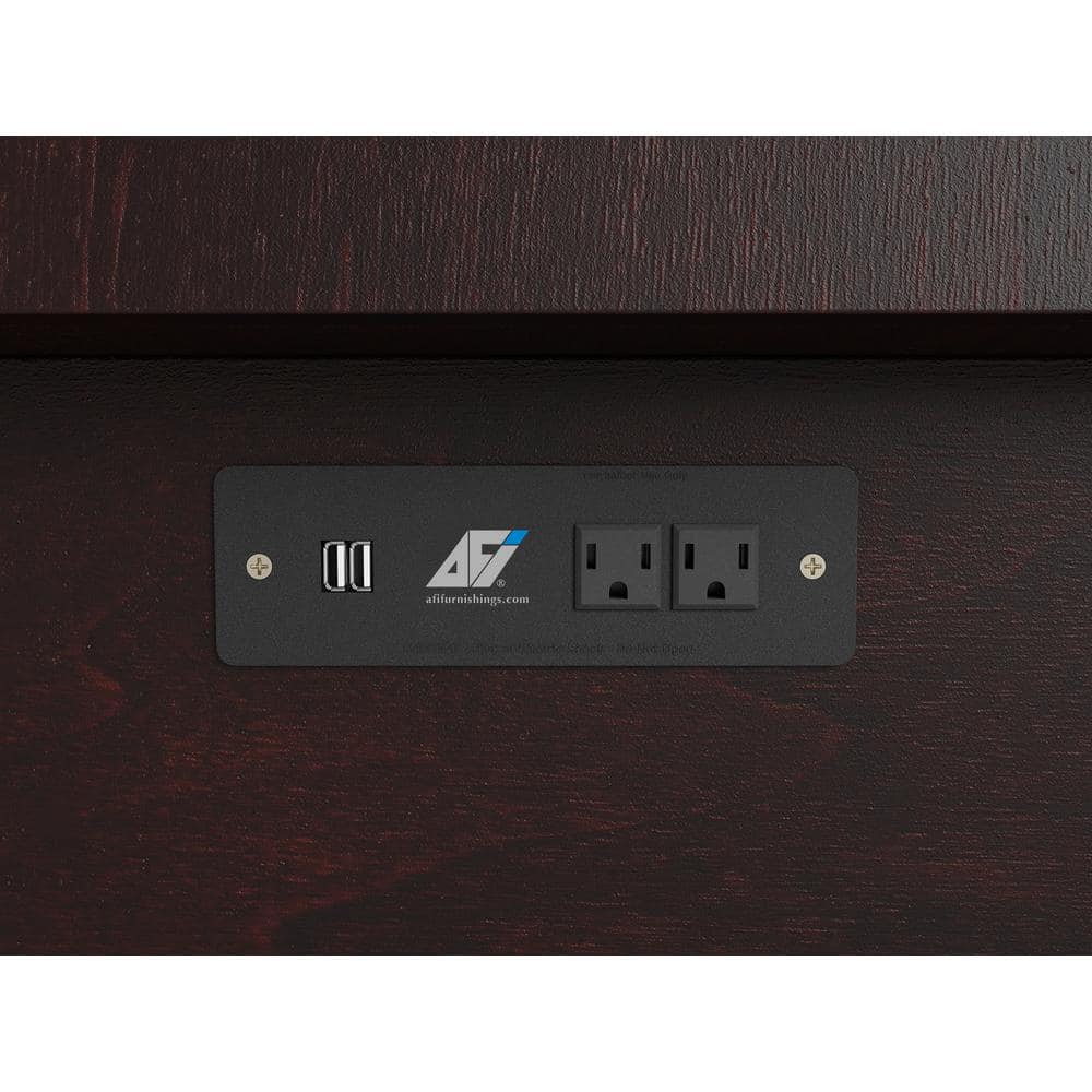 Espresso Queen Murphy Bed Chest with Memory Foam Mattress and USB Charging