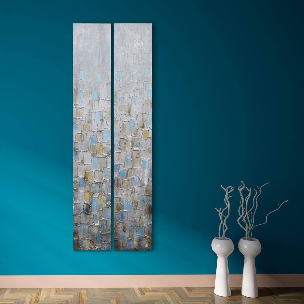 Cosmopolitan Abstract Metallic Hand Painted Canvas Wall Art, 72" x 24"
