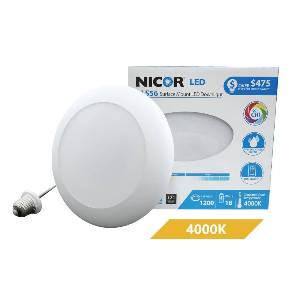 White Aluminum 7.25" Round LED Surface Mount Downlight