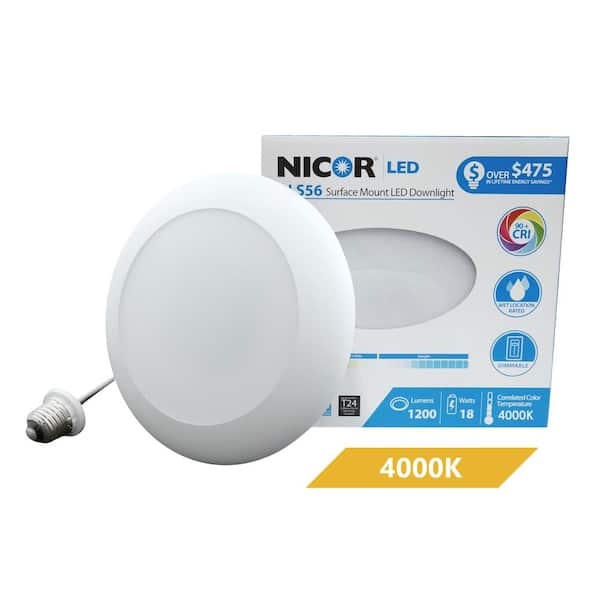 DLS 5/6 in. White 1200 Lumen Integrated LED Recessed Surface Mount Trim in 4000K