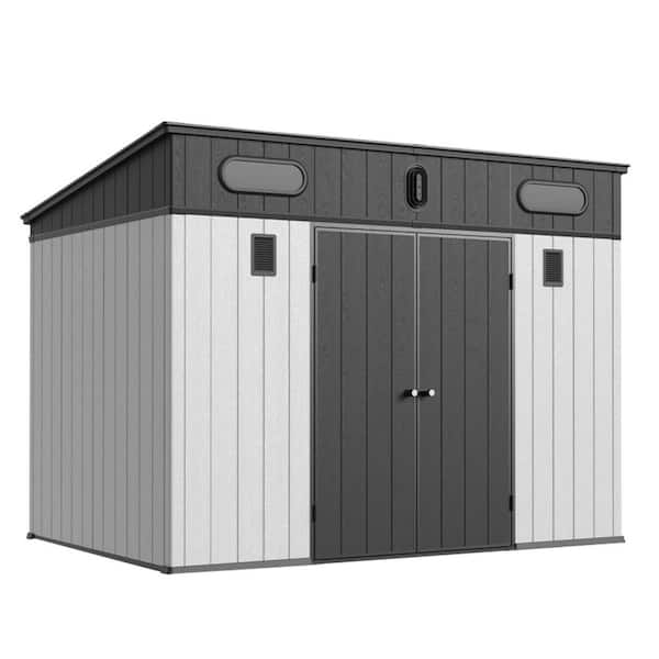 10 ft. W x 7 ft. D Outdoor Plastic Storage Shed with Floor, Lockable Doors and Built-in Vents (64.95 sq. ft. )