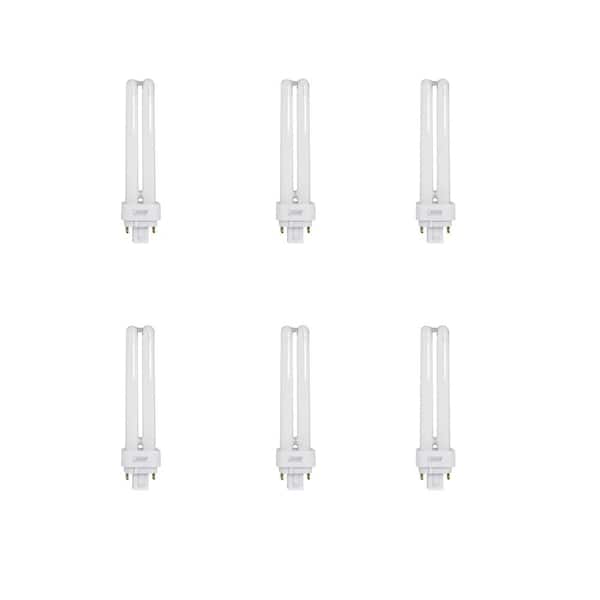 Feit Electric 18W Equiv PL CFLNI Quad Tube 4-Pin Plug-in G24Q-2 Base Compact Fluorescent CFL Light Bulb, Soft White 2700K (6-Pack)