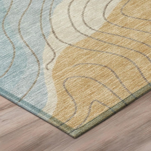 Chantille Machine Washable Indoor/Outdoor Abstract ACN3016 Spa 8 ft. x 10 ft. Area Rug