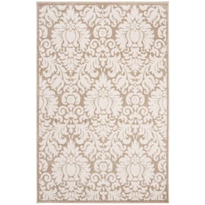 Amherst Wheat/Beige 4 ft. x 6 ft. Border Floral Geometric Area Rug