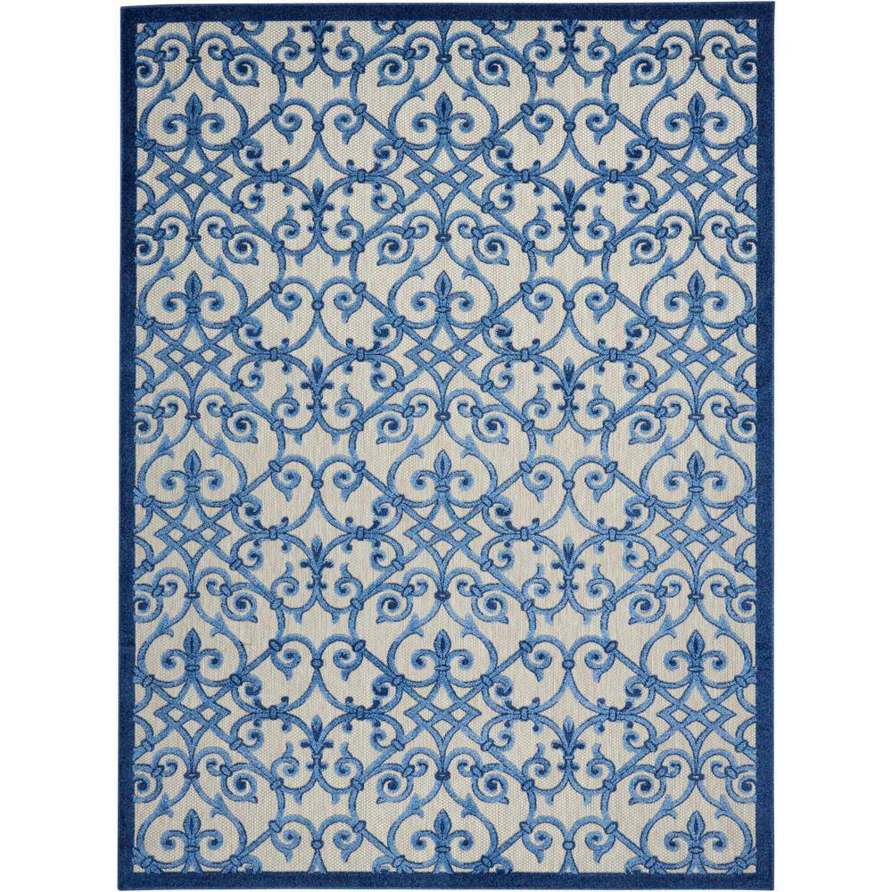 Nourison Aloha Gray/Blue 8 ft. x 11 ft. Floral Contemporary Indoor ...