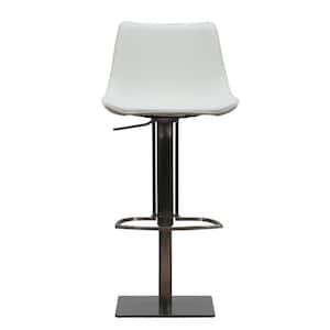 29 in. White High Back Metal Counter Height Bar Chair with Faux leather Seat