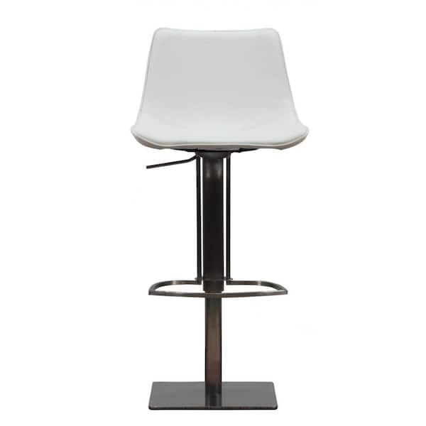 HomeRoots 29 in. White High Back Metal Counter Height Bar Chair with Faux leather Seat