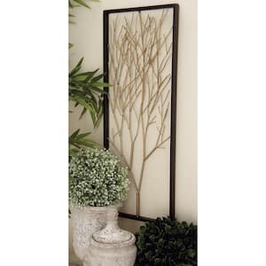 Metal Black Branch Tree Wall Decor with Black Frame (Set of 3)