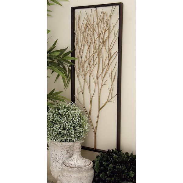 Litton Lane Metal Black Branch Tree Wall Decor with Black Frame (Set of ...