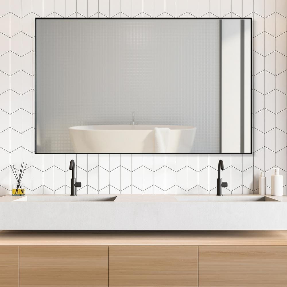 Elegant 48" Silver and Gold Aluminum Bathroom Vanity Mirror