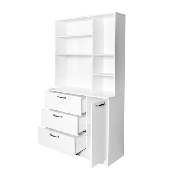 Unbranded 39.37 in. W x 15.75 in. D x 70.87 in. H Bathroom White Linen Cabinet