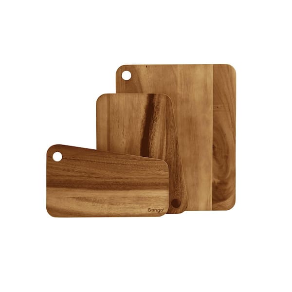 Atelier Acacia Wood 3-Piece Cutting Board Set with Slant Edge and Juice Grooves-Chopping Boards for Meat and Vegetables