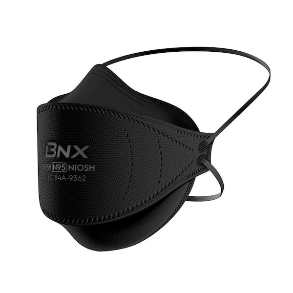BNX N95 F95 Protective Face Mask, Particulate Respirator, NIOSH Approval Tri-Fold Cup/Fish Style in Black (20-Pack)