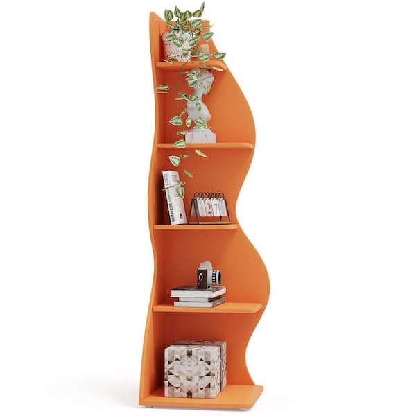 BYBLIGHT Eulas 69.8 in. Tall Orange Engineered Wood 5-Shelf