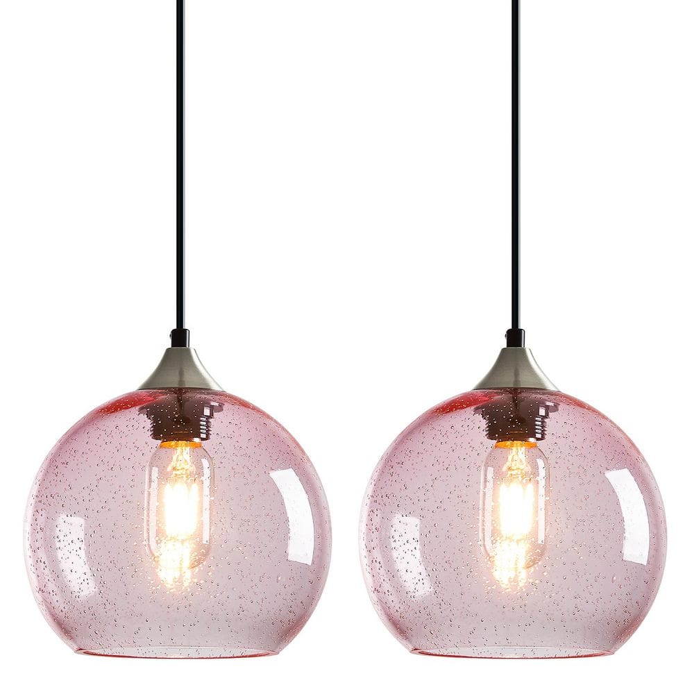 Home Lighting ‎60 Watts 1 Light 7.87in Pink Glass Pendant Light for Dining Room, No Bulbs Included, 2Pack price history on PriceWatchPro