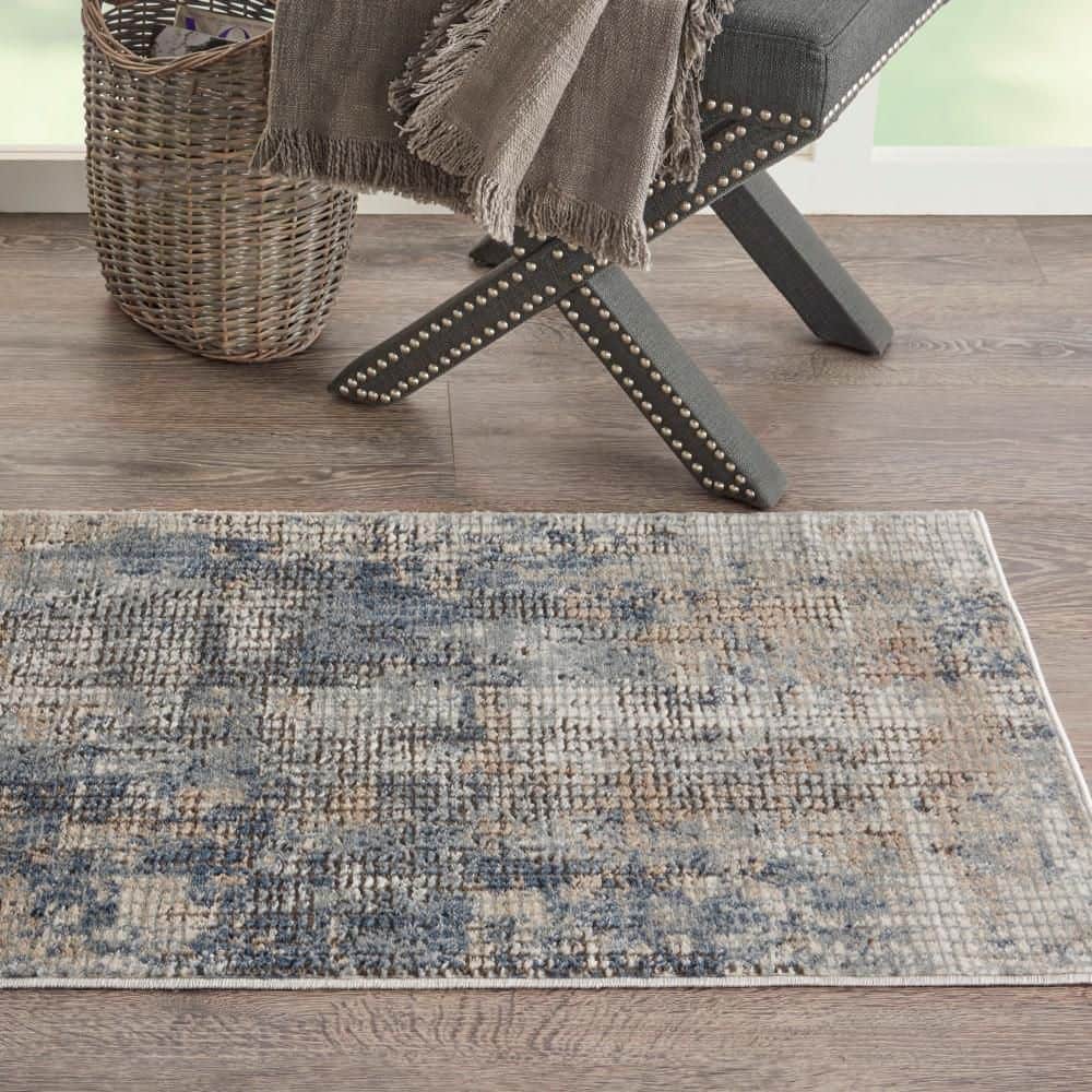 Blue Door Rug Nourison Concerto Blue/Beige doormat 2 ft. x 4 ft. Abstract Modern ...