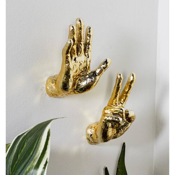 Litton Lane Hand Sign Polystone Wall Decors (Set of 6)