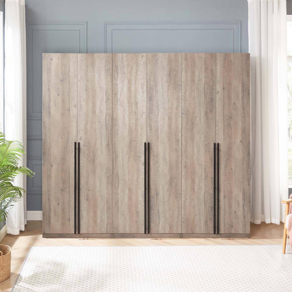 Manhattan Comfort Lee Rustic Grey 94.5 in. Freestanding Wardrobe with 1 ...