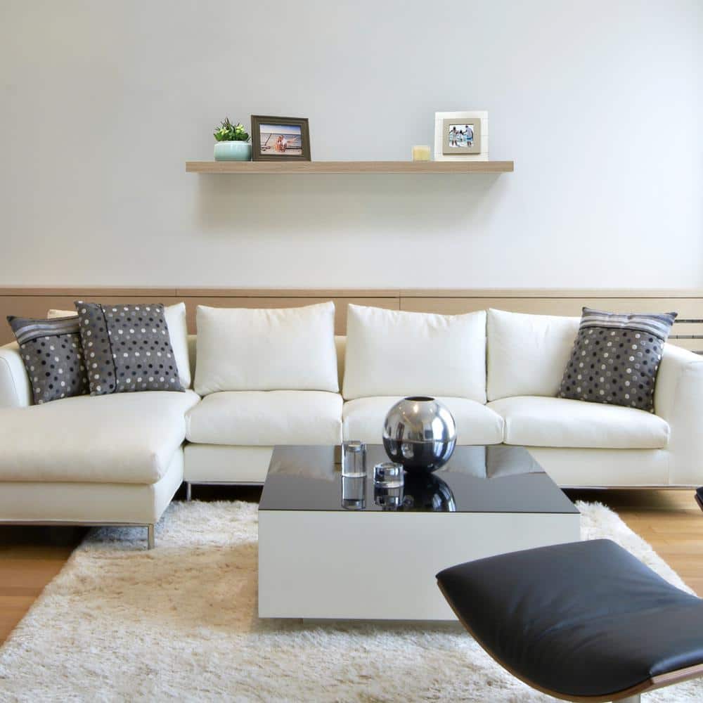InPlace 60" x 8" Floating Shelf Wall Mounted Hidden Brackets Driftwood Gray: Modern PVC Smooth Finish, MDF Frame