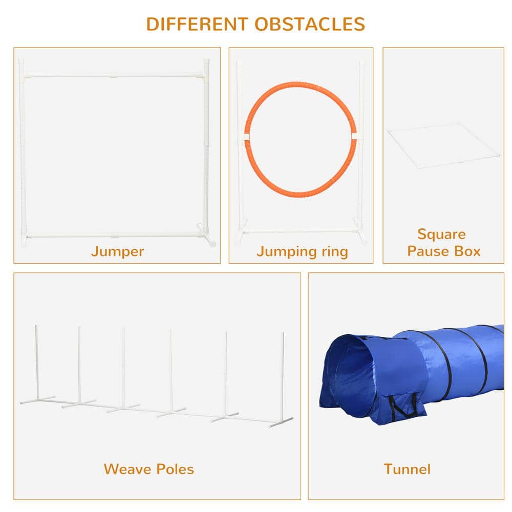 Six-Piece Adjustable Dog Agility Training Set with Carry Bag