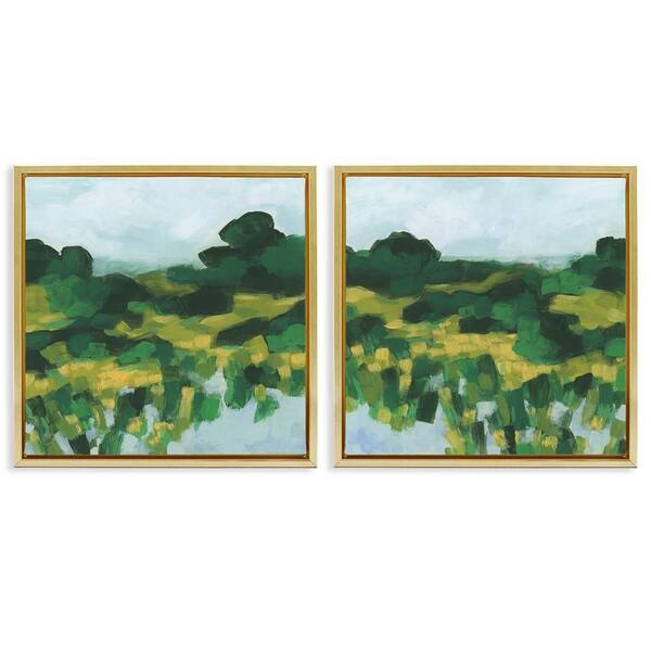 Stupell Industries Reflecting Green Nature by June Erica Vess 2-Pieces Gold Floater Frame Nature Graphic Art Print 18 in. x 18 in.