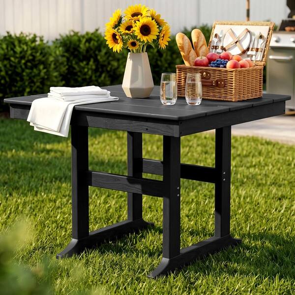 ToolCat 35 in. Square HDPE Outdoor Dining Table, Black Adirondack