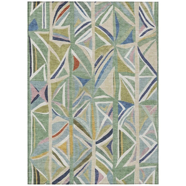 Chantille Machine Washable Indoor/Outdoor Abstract ACN2253 Sage 5 ft. x 7 ft. 6 in. Area Rug