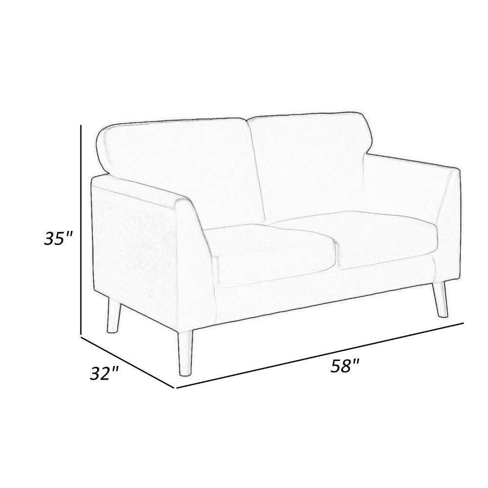 58" Blue Velvet Loveseat with Dark Brown Wood Legs