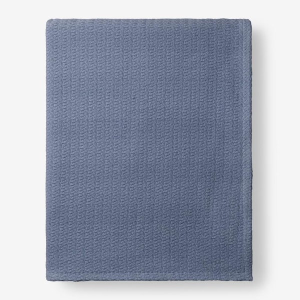 The Company Store Organic Cotton Shadow Blue Solid Full Woven Blanket