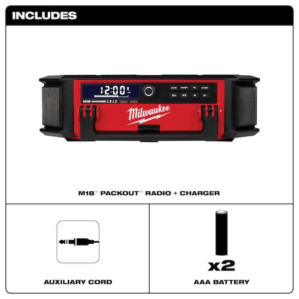Milwaukee - M18 Lithium-Ion Cordless PACKOUT Radio/Speaker with Built-In Charger