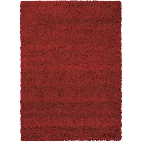 Nourison Amore Red 8 ft. x 11 ft. Shag Contemporary Modern Shag Area Rug