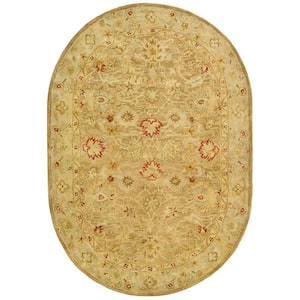 Antiquity Brown/Beige 8 ft. x 10 ft. Oval Border Area Rug