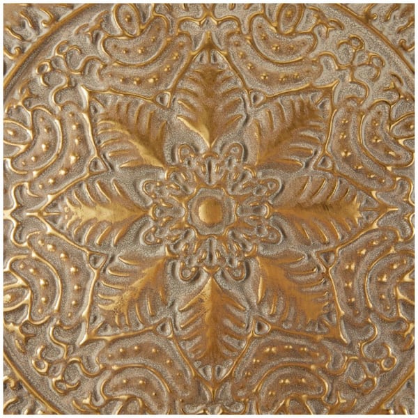 Litton Lane Metal Gold Scroll Wall Decor with Embossed Details (Set of 4)  042275 - The Home Depot