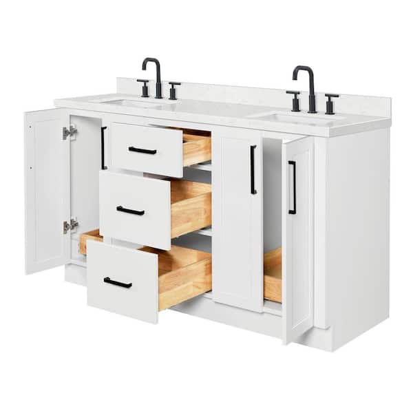 ARIEL Loren 60 in. Double Sink Freestanding Bathroom Vanity in