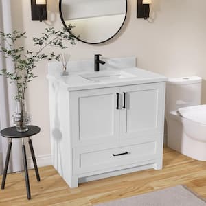 36 in. W x 21.5 in. D x 33.5 in. H Bath Vanity Cabinet without Top Bathroom Vanity Morden Solid Wood in White