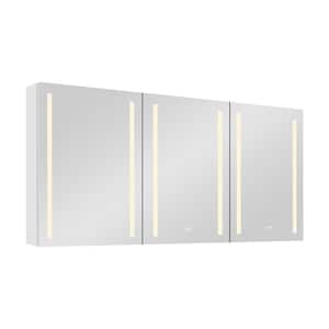 60 in. W x 30 in. H Large Rectangular Aluminum Surface Mount Anti-Fog White LED Medicine Cabinet with Mirror and Lighted