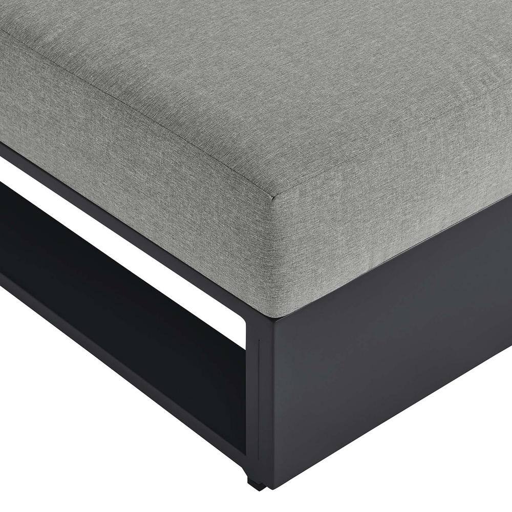 Gray Aluminum Armless Patio Chair with Weather-Resistant Cushions