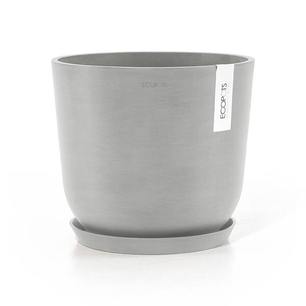 O ECOPOTS BY TPC Oslo 10 in. White Grey Premium Sustainable Planter ( with Saucer)