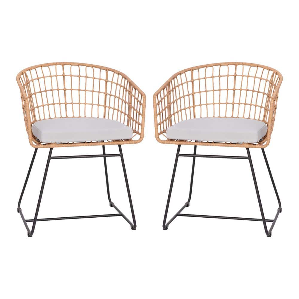 Brown Wicker/Rattan Outdoor Lounge Chair in Gray Set of 2 price history on PriceWatchPro