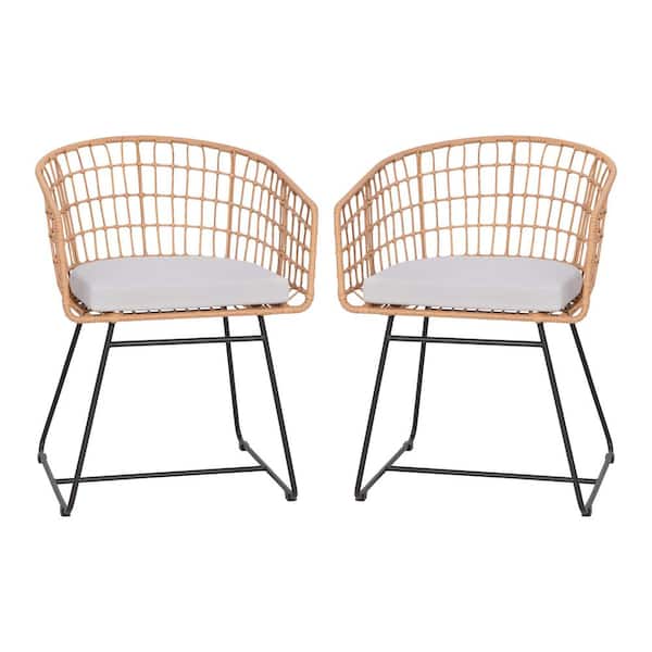 TAYLOR + LOGAN Brown Wicker/Rattan Outdoor Lounge Chair in Gray