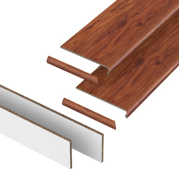 Paradise 43.18 mm T x 48 in. L x 12.2 in. W Vinyl Stair Tread, Riser and Return Kit (Set of 2)