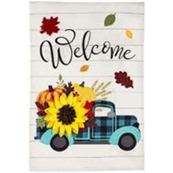 Meadow Creek 1 ft. x 1-1/2 ft. Fall Plaid Truck Garden Flag