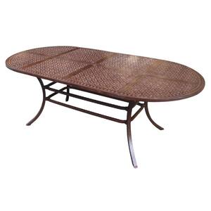Rustic Brown Aluminium Outdoor Patio Oval Dining Table, Ebony Rose