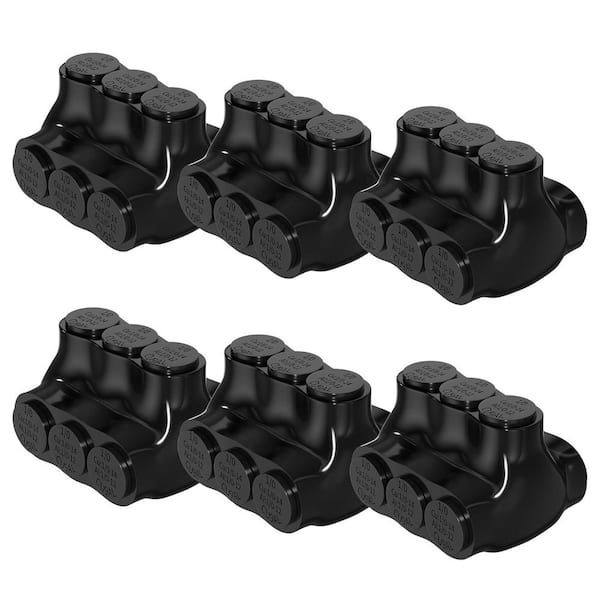1/0-14 AWG Wire Range 3 Port Dual Entry Insulated Splice Multi Tap Connector with Slotted 3/16 in. Allen Hex, 6-Pack