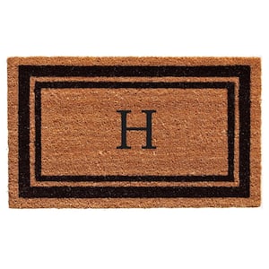 Black Border 36" x 72" Monogram Doormat (Letter H)