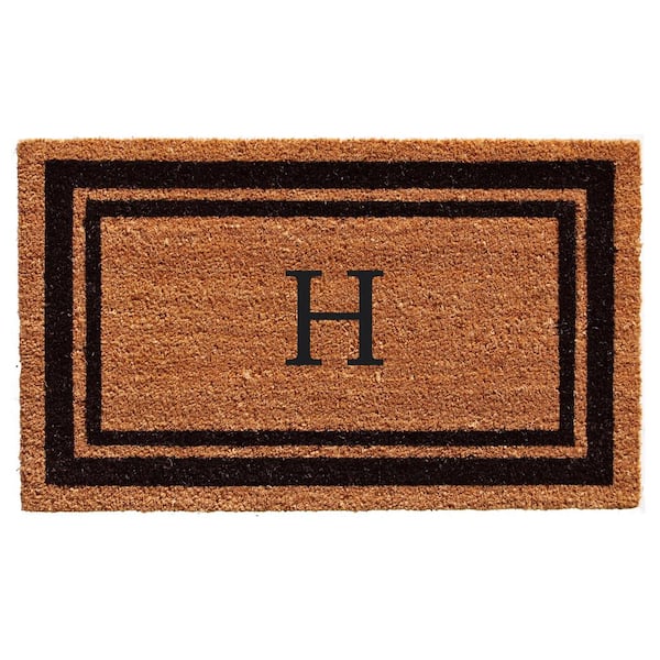 Calloway Mills Black Border 36" x 72" Monogram Doormat (Letter H)