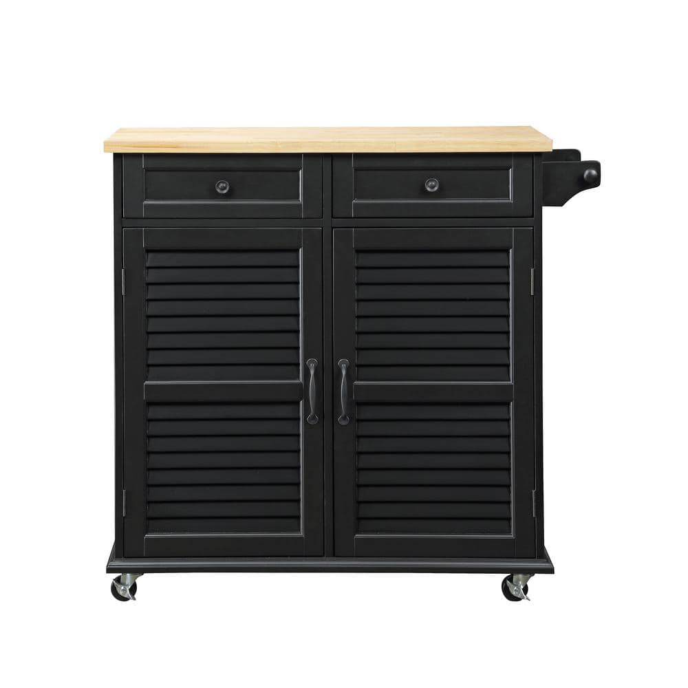 Easy Goods Living Portland Black Small Kitchen Cart SKEGL19276C1BK